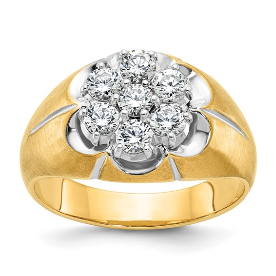 14k Two-Tone 1 carat Lab Grown Diamond VS/SI+ G+ Complete Men's Cluster Ring