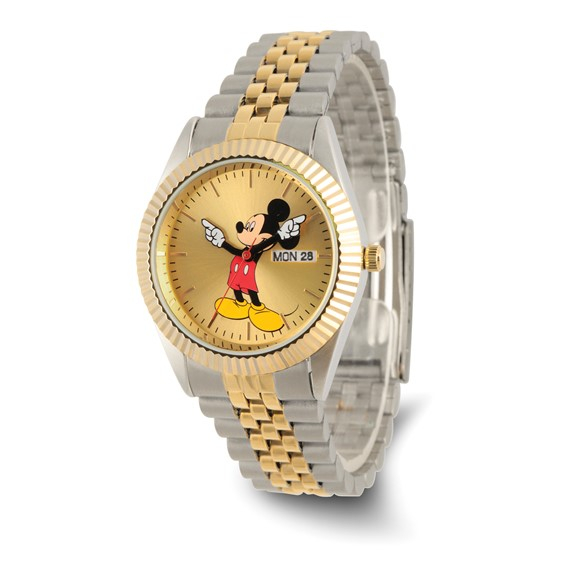 Disney Adult Size Two-tone with Moving Arms Mickey Mouse Watch