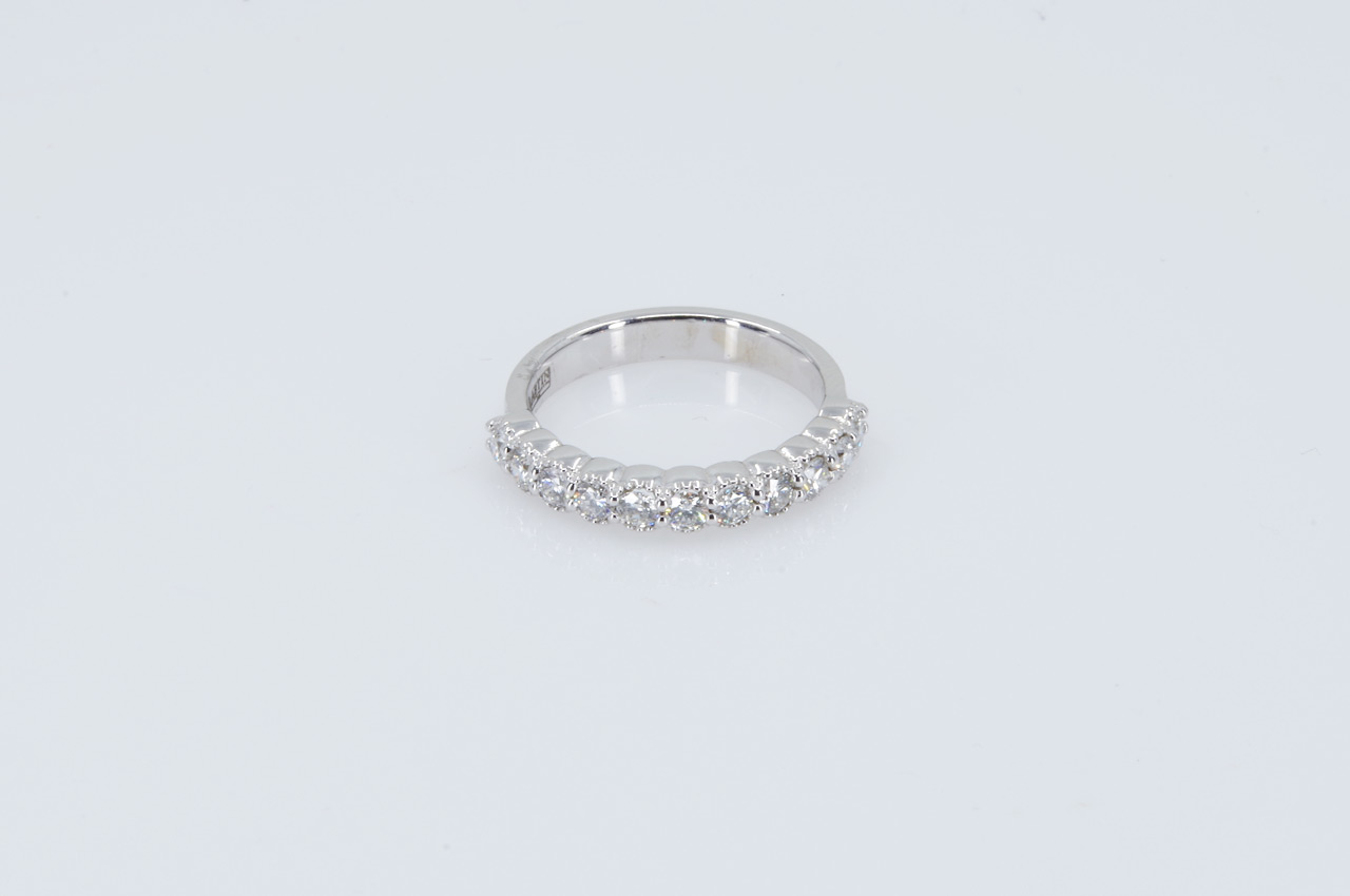 14k White Gold Diamond Anniversary Band Flat