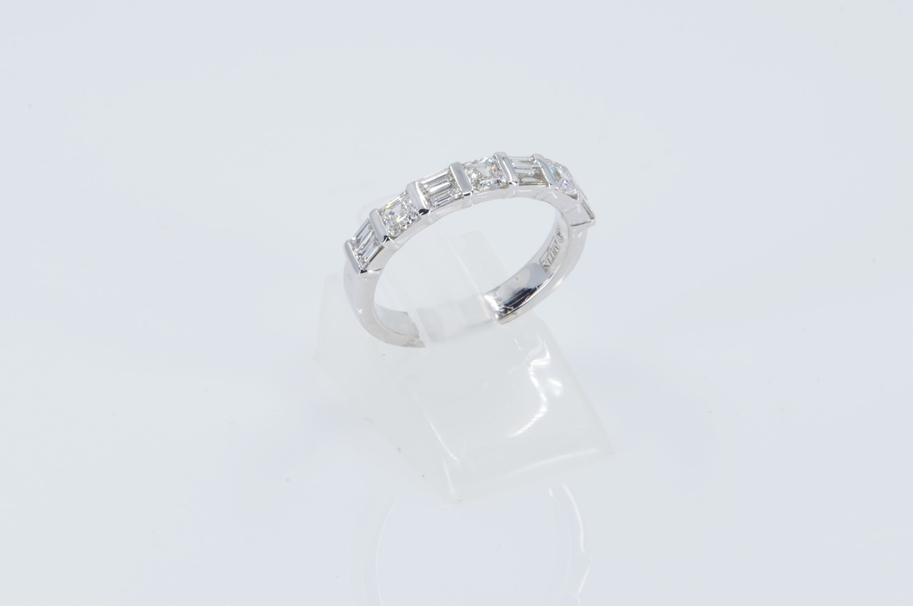 14k White Gold Diamond Fashion Anniversary Band Side