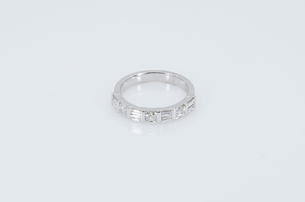 14k White Gold Diamond Fashion Anniversary Band Flat