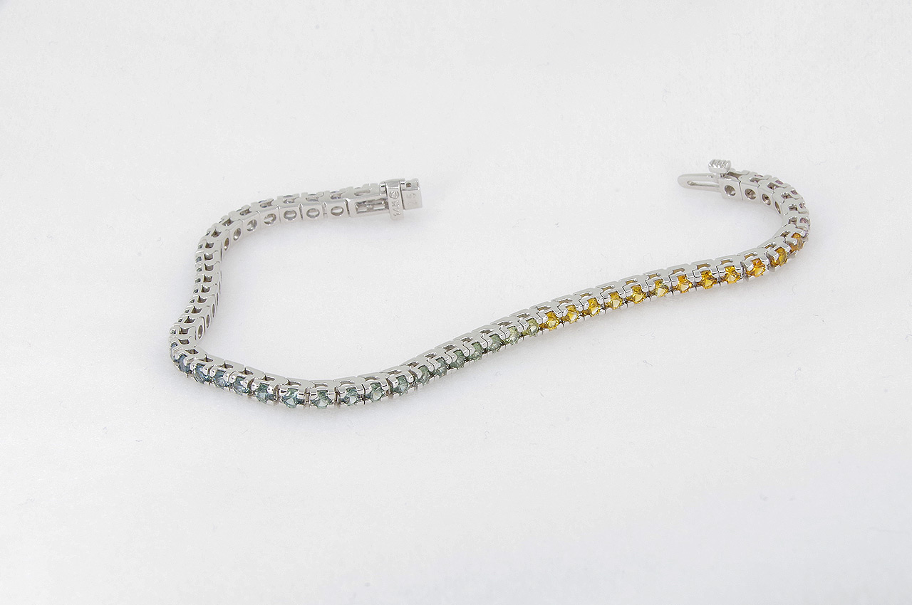 14k White Gold Montana Sapphire Rainbow Bacelet Images 2