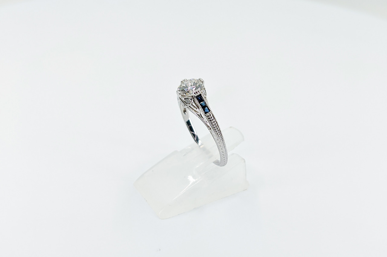 Diamond & Sapphire Engagement Ring
