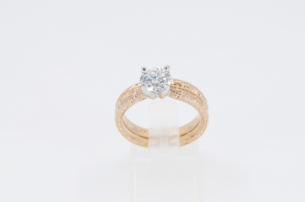 14k Rose Gold Lab Grown Diamond Wedding Set Front