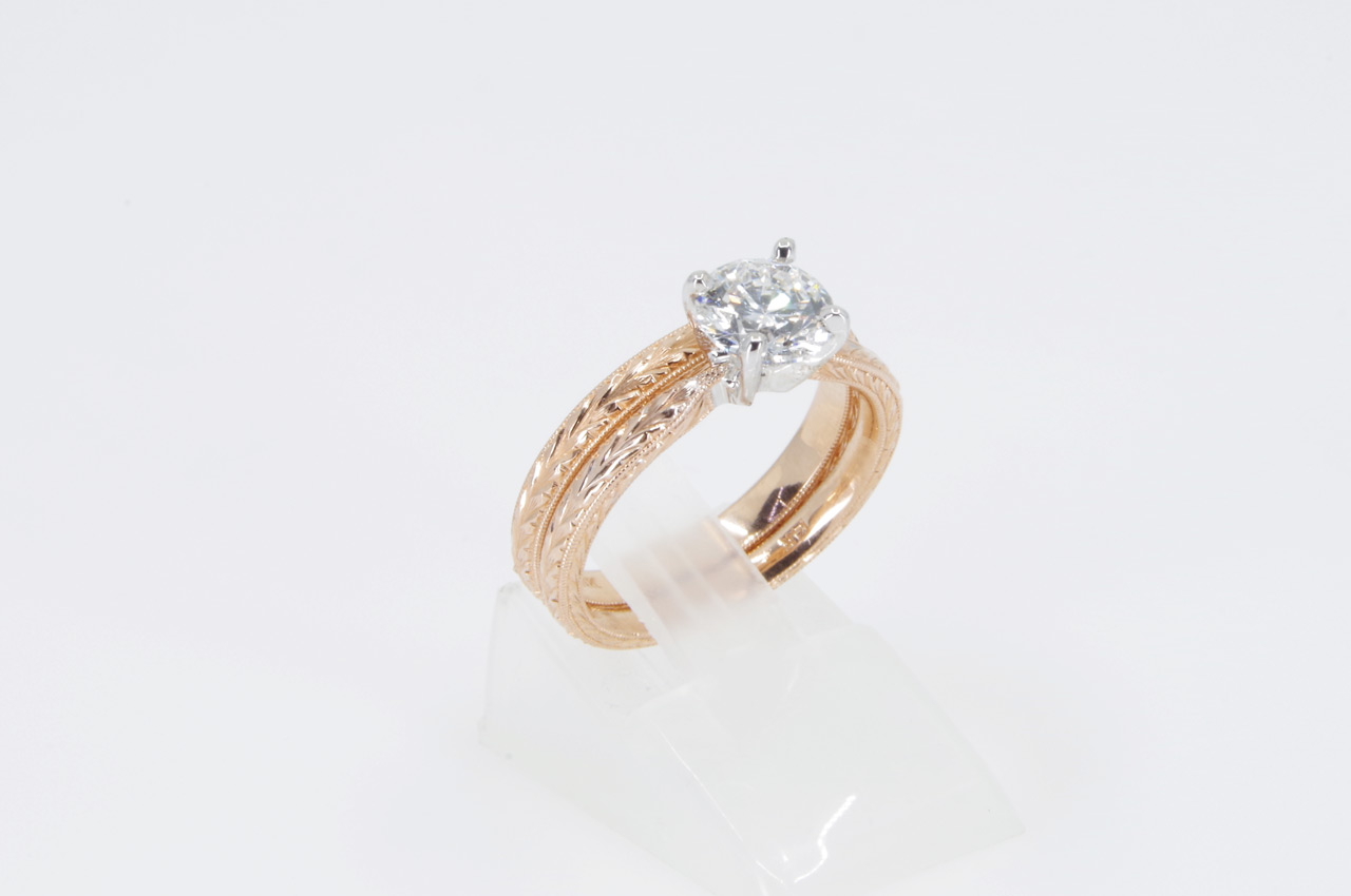 14k Rose Gold Lab Grown Diamond Wedding Set Side