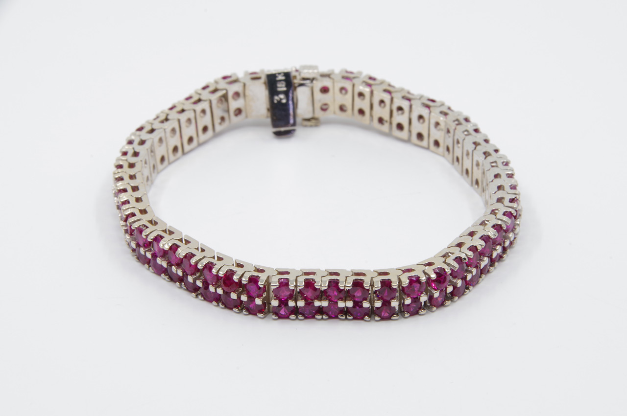 Estate 18K White Gold Ruby Tennis Bracelet Thumbnail