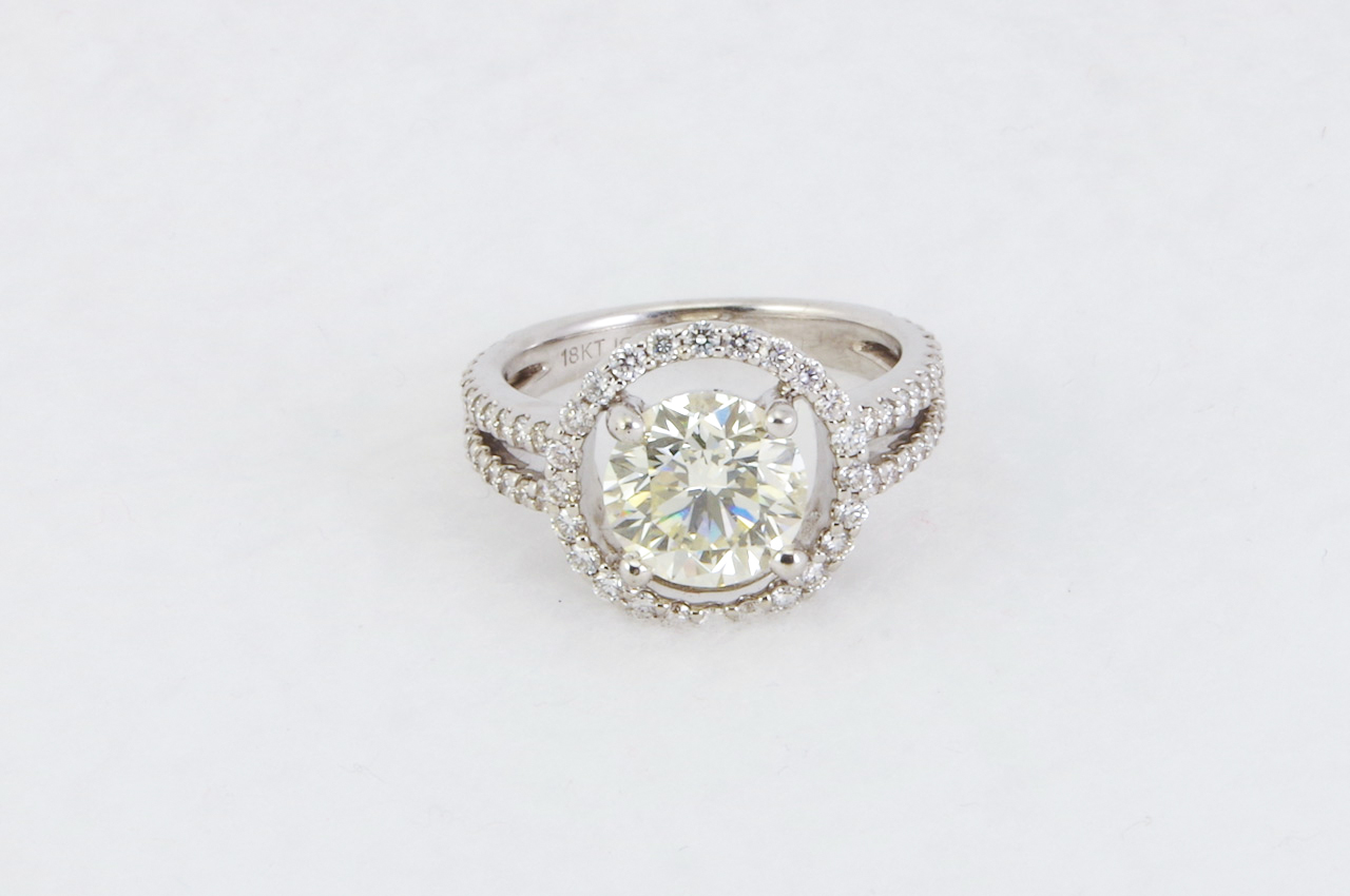Estate Diamond Halo Engagement Ring flat