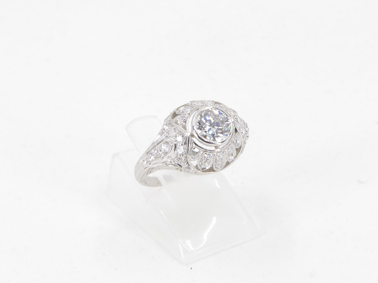 Estate Vintage Platinum Lab Grown Diamond Ring Side