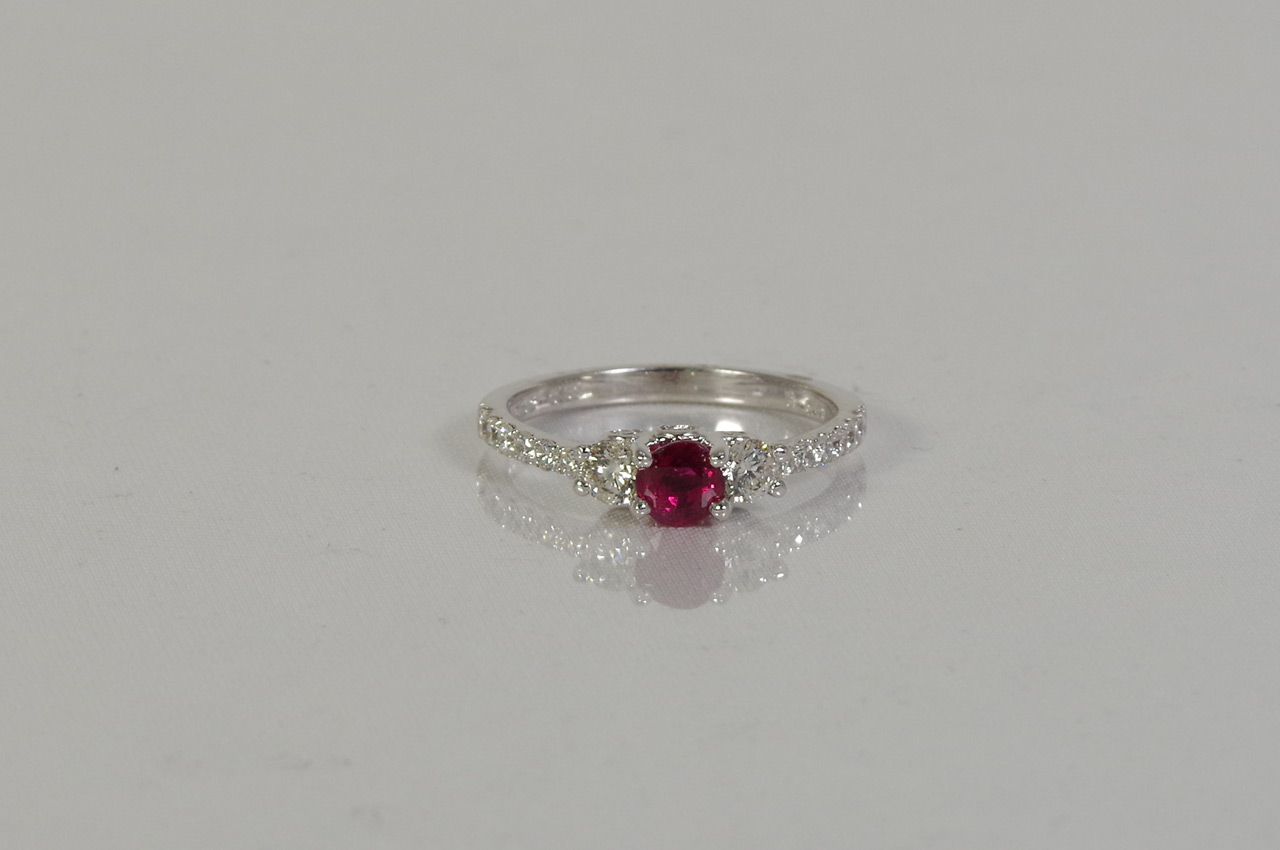 Gold Platinum Ruby Diamond Ring