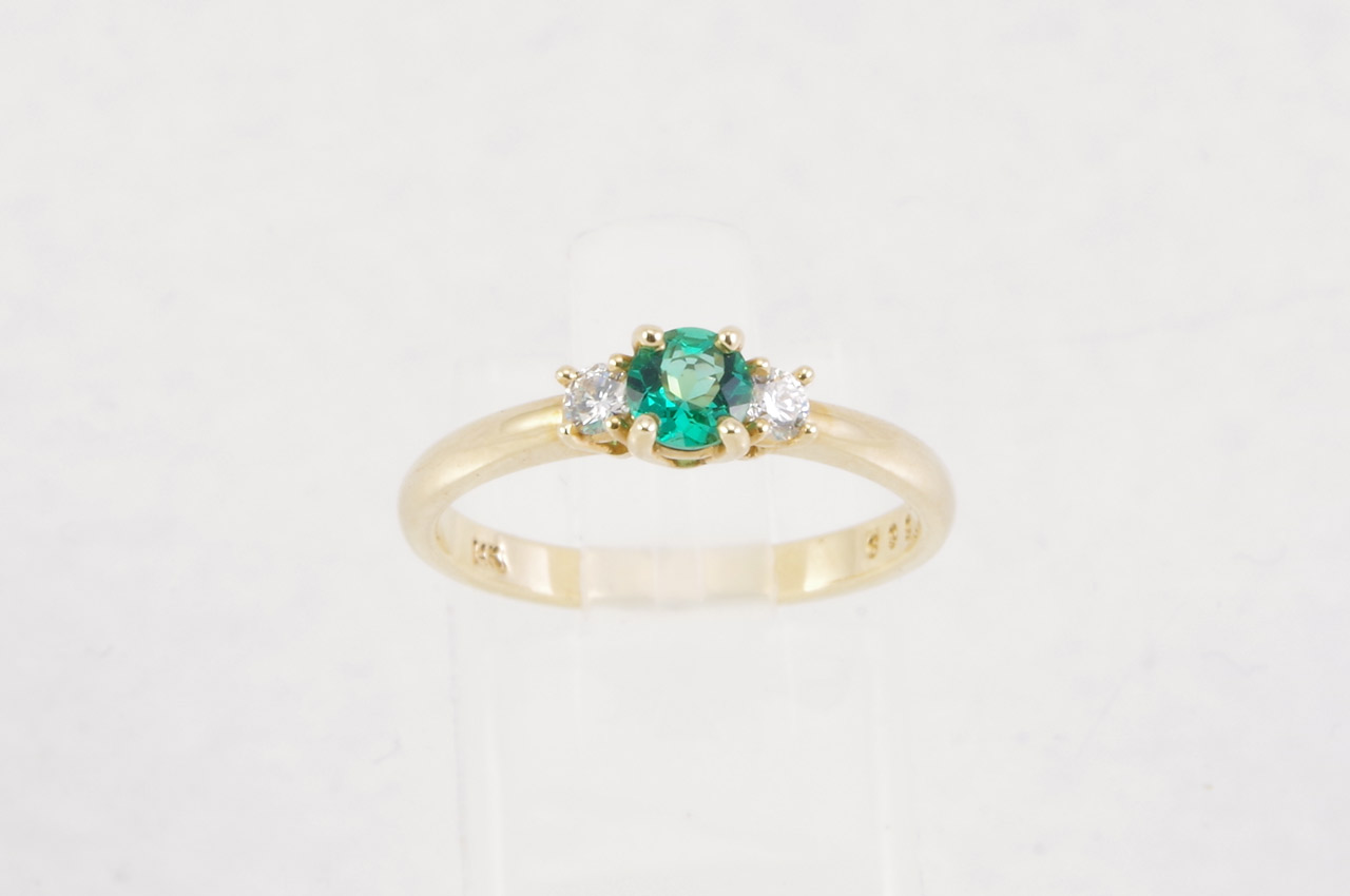 14k Yellow Gold Emerald & Diamond Ring Thumbnail