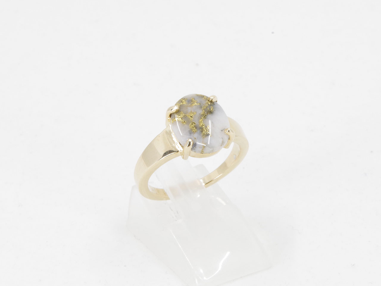 14K Yellow Gold Gold in Quartz Ring Side