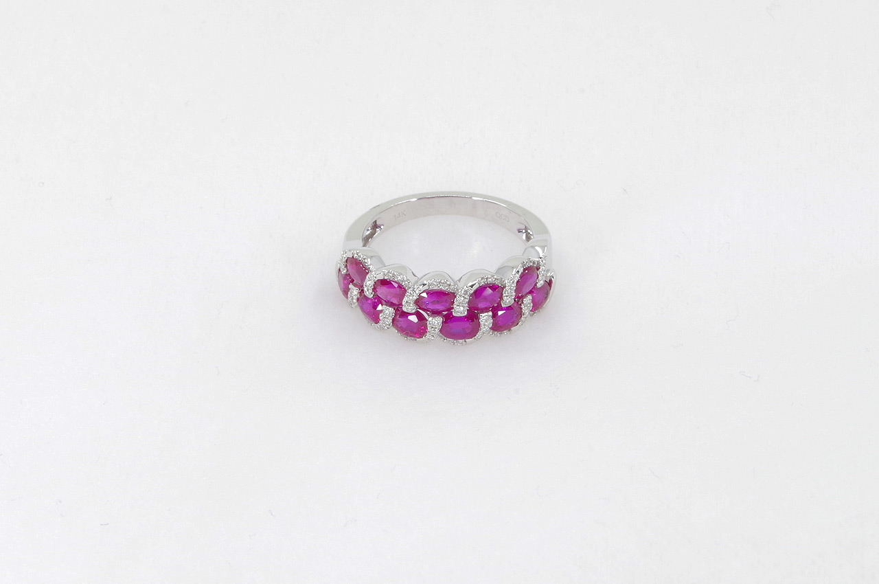 14k White Gold Oval Ruby & Diamond Ring Image 3