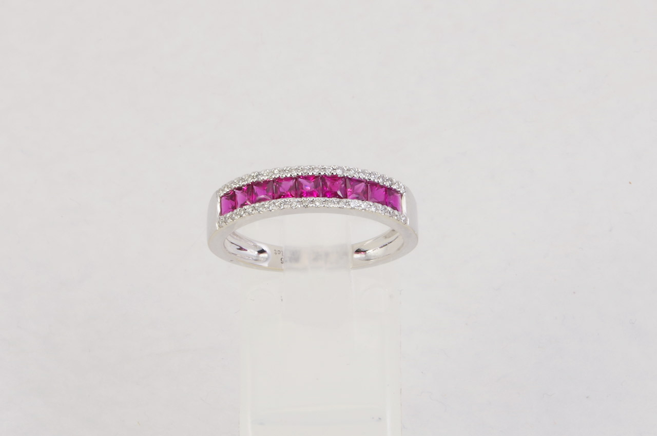 14k White Gold Ruby & Diamond ring Thumbnail