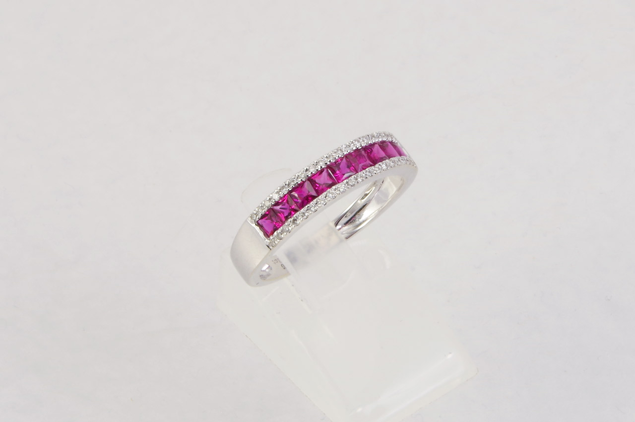 14k White Gold Ruby & Diamond ring 2