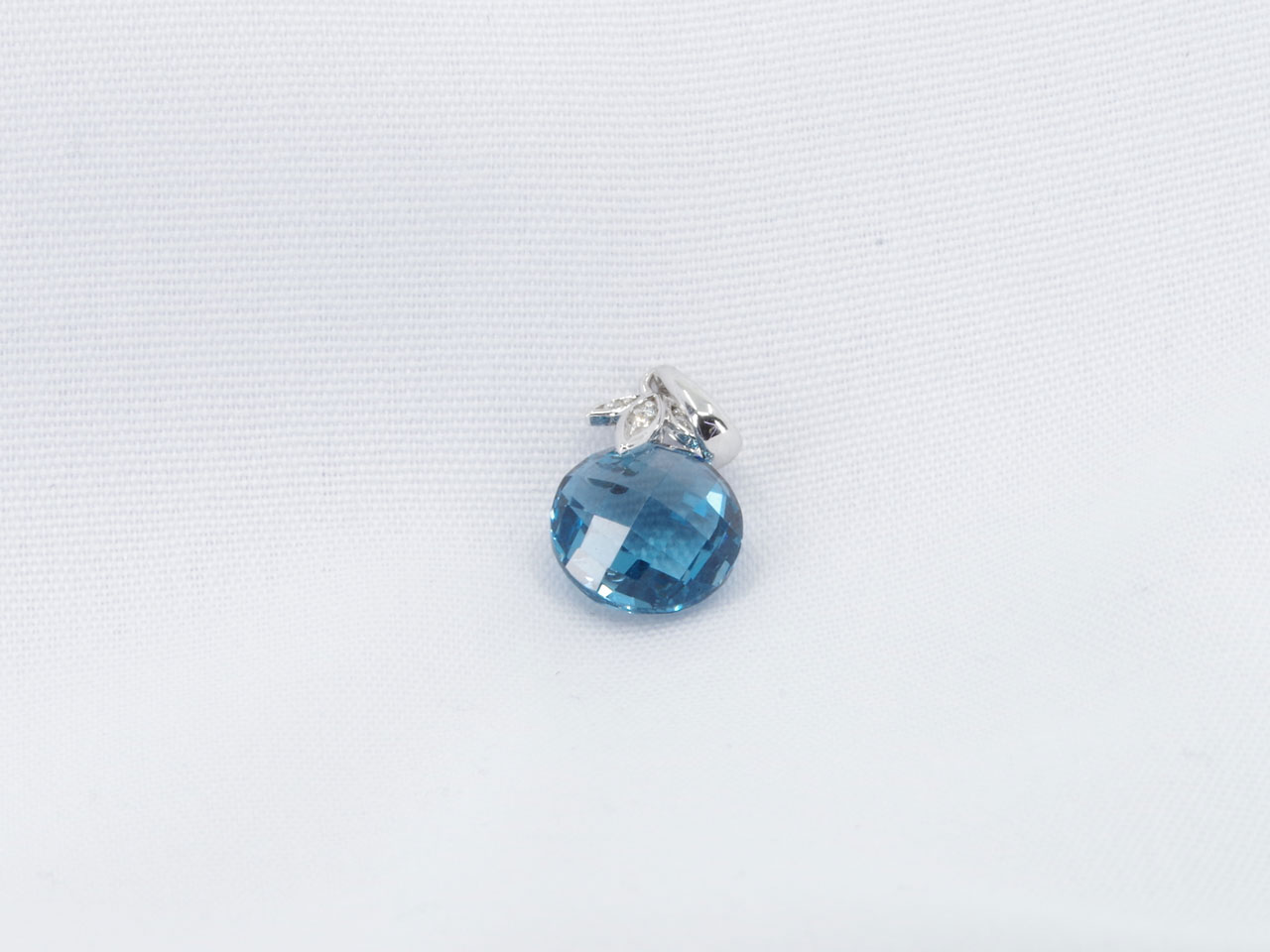 14K White Gold London Blue Topaz & Diamond Pendant Thumbnail