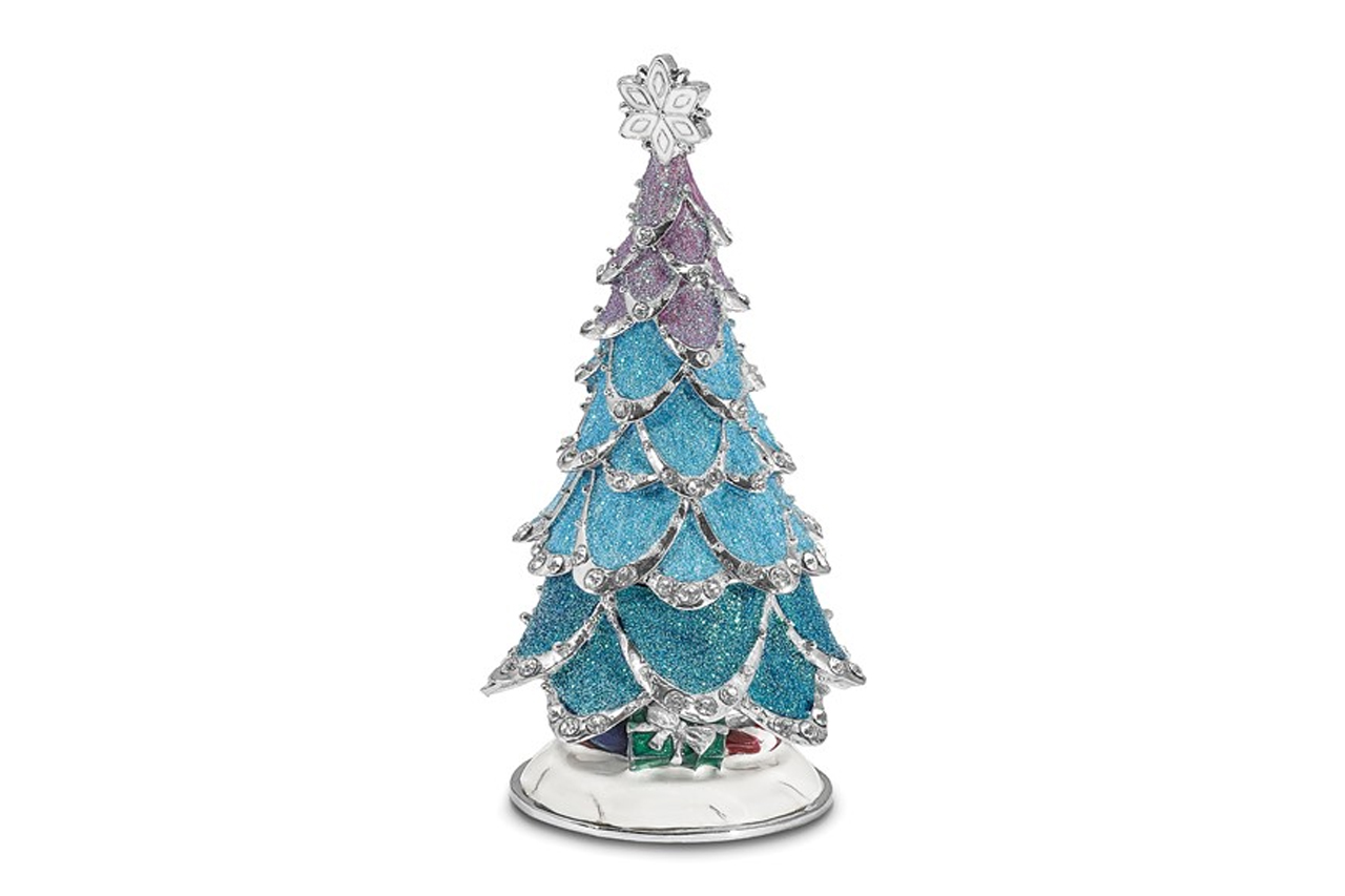 Artic Blue Christmas Tree Trinket Box