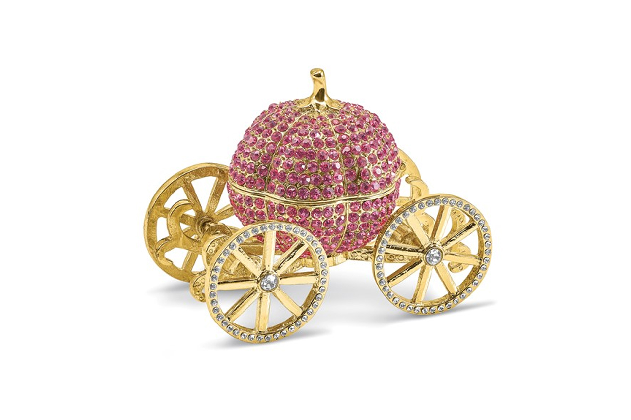 Eternally Yours Pink Pumpkin Coach with Ring Pad Trinket Box